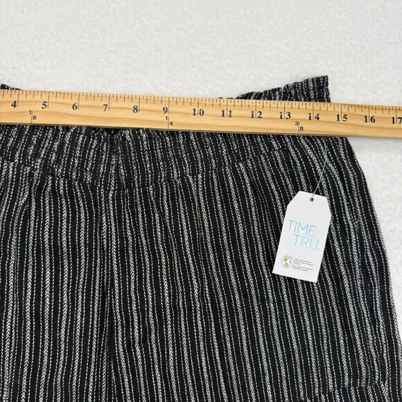Time & Tru Linen Blend Wide Leg Pull On Pants Relaxed B&W Striped Boho Womens S - Picture 8 of 11